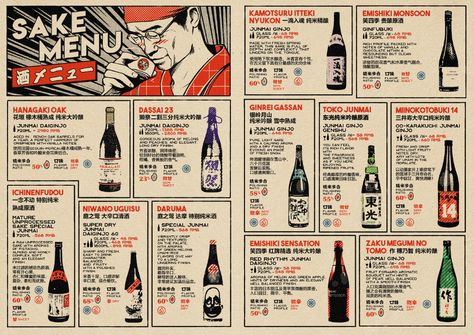 Japanese Inspired Design, Izakaya Menu Design, Menu Aesthetic, Izakaya Restaurant, Menu Design Layout, Caen France, Sake Bar, Menu Design Inspiration, Graphic Design Creative