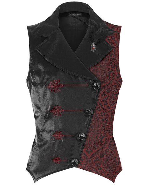 #ad Find ideas�and inspiration for Devil Fashion Mens Gothic Embroidered Jacquard Satin Waistcoat Vest Black Red, Men's Clothing Mens Waistcoat Designs, Gothic Vest Men, Goth Attire For Men, Man Gothic Fashion, Victorian Masculine Fashion, Red Victorian Outfit Men, Art Deco Clothing Men, Mens Witchy Fashion, Modern Steampunk Fashion Men