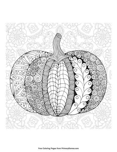 Fall Zentangle, Zentangle Pumpkin, Zentangle Coloring Pages, Autumn Coloring Pages, Autumn Projects, Pumpkin Pictures, Valentines Day Coloring, Free Adult Coloring Pages, Fall Coloring Pages