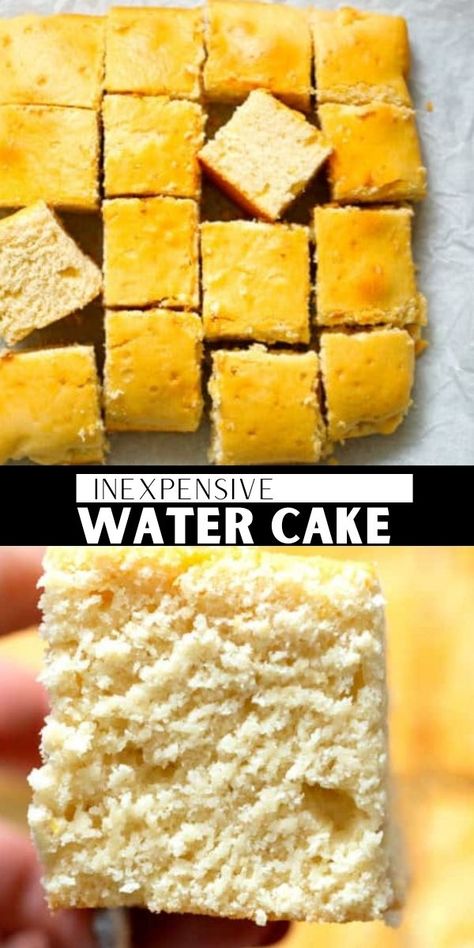 Box Cake Without Eggs, Water Cake Recipe, Cake Recipes Without Milk, Cakes Without Butter, Water Cake, Cake Recipes Without Eggs, 3 Ingredient Cakes, Yellow Cake Recipe, Milk Dessert