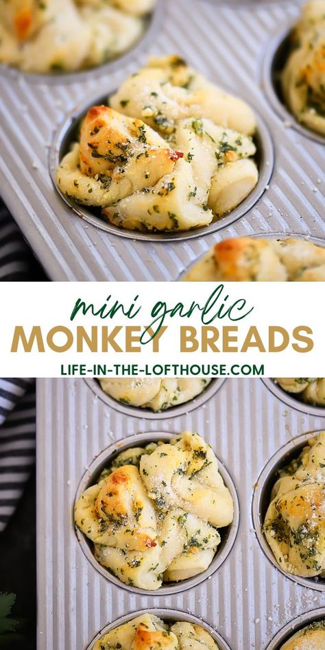 Garlic Monkey Bread Recipe, Garlic Monkey Bread, Monkey Breads, Homemade Monkey Bread, Monkey Bread Muffins, Pizza Monkey Bread, Pizza Bread Recipe, Brunch Bread, Bread Muffins