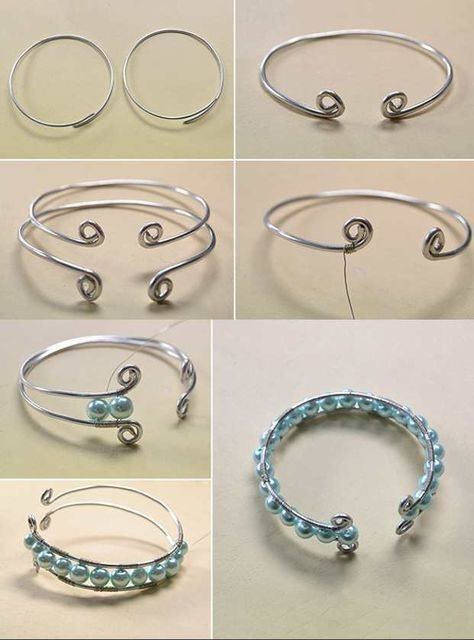 Easy Bracelet Tutorial, Diy Wire Bracelet, Bracelets With Beads, Easy Bracelet, Diy Wire Jewelry Rings, Memory Wire Jewelry, Wire Jewelry Rings, Wire Jewelery, Wire Jewelry Tutorial