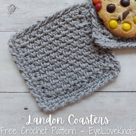 This is a free crochet pattern and video tutorial showing how to crochet the Landon Coasters – an easy coaster pattern worked in the moss stitch aka the linen stitch, which is comprised of simple single crochets and chains. Crochet Objects, Coaster Crochet Pattern, Coaster Crochet, Crochet Pattern Instructions, Coaster Pattern, Rug Patterns, Lion Brand Wool Ease, Crochet Coaster Pattern, Crochet Coaster