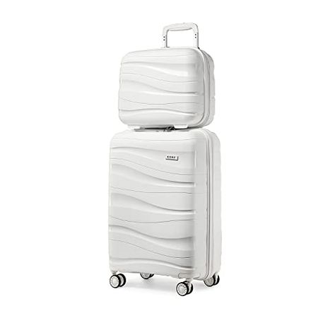 Deal: Kono Luggage Sets of 2 Piece Lightweight Polypropylene Hard Shell Suitcase with TSA Lock Spinner Wheels Travel Carry On Hand Cabin Luggage with Beauty Case (Set of 2, White) Suit Case Aesthetic, Suit Cases Travel, Cute Suitcases, Diy Luggage, Lightweight Luggage, Cabin Luggage, Carry On Size, Suitcase Set, Character Aesthetics