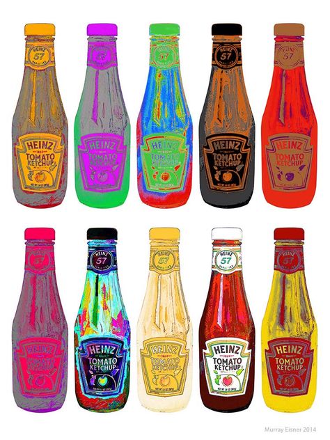 HEINZ TOMATO KETCHUP 10 X on White ///  Pop Art Print on Fine Archival Etching Paper,  Watercolor Paper or Canvas by EisnerArt on Etsy https://www.etsy.com/listing/215634890/heinz-tomato-ketchup-10-x-on-white-pop Pop Art Consumerism, Pop Art Objects, Tomato Drawing, Ks3 Art, Colorful Wall Decor, Heinz Tomato Ketchup, Heinz Ketchup, Pop Art Wall, 2024 Art