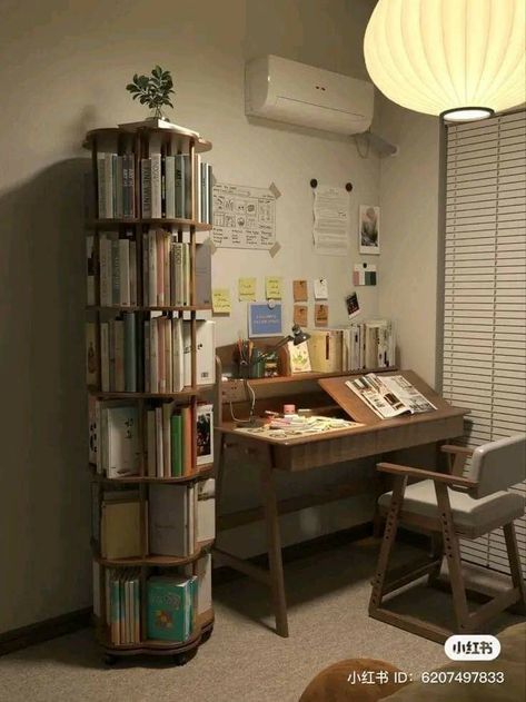 Small At Home Library Ideas, Bedroom With Bookshelf, Dorm Desk, Writing Corner, Reading Space, Cozy Library, Mini Library, Book Tracker, Library Room