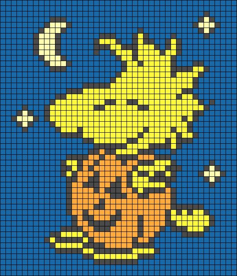 Woodstock Cross Stitch Pattern, Snoopy Pixel Grid, Snoopy Alpha Pattern, C2c Patterns, Pixel Grid, Tapestry Ideas, Graph Crochet, Snoopy Halloween, Halloween Cross Stitch Patterns