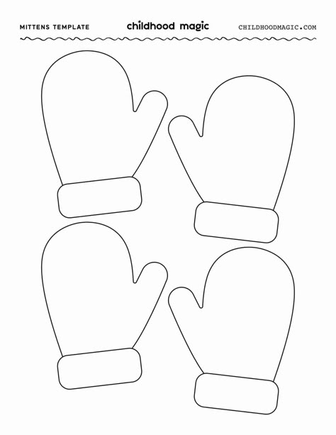 Mittens Template - Childhood Magic Mittens Craft, Mitten Template, Mittens Template, Gloves Drawing, Felt Mittens, Diy Mittens, Blue Mittens, Winter Crafts Preschool, Kids Printables