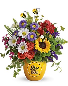 Hospital Flowers, Bee Decorations, Gerbera Bouquet, Get Well Soon Flowers, Thanksgiving Flowers, Colorful Arrangements, Send Flowers Online, Get Well Flowers, Mini Sunflowers