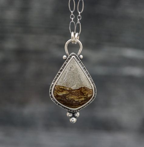 Disaster Peak Picture Jasper Pendant Sterling Silver Necklace Modern Silver Jewelry Pendant, Stone Settings Jewelry, Lapidary Jewelry, Silversmithing Jewelry, Silver Necklace Designs, Silver Smithing, Soldered Jewelry, Bezel Jewelry, Silversmith Jewellery