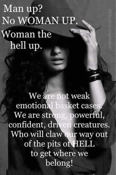 🌟Hey there, beautiful souls! Today, we want to remind you of just how amazing and powerful you are!💪 🙅‍♀️There's a common phrase that you might have heard before: "Man up." Well, we're here to tell you that it's time to flip that phrase on its head.👩‍🦱 👊Ladies, it's time to "Woman up" and show the world just how strong and capable we are. We're not weak, emotional basket cases. We're warriors who can overcome any obstacle in our path.🔥 🌈So let's band together and lift each other up. Let's ... Strong Women Quotes, Man Up, Badass Quotes, Quotes About Moving On, Queen Quotes, Boss Babe, The Words, Woman Quotes, Strong Women