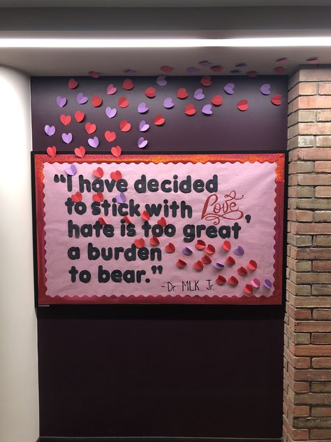 Mlk Bulletin Board Ideas, Mlk Bulletin Board, Quote About Love, Ra Bulletins, Ra Boards, Ra Bulletin Boards, Library Book Displays, Library Inspiration, Book Displays