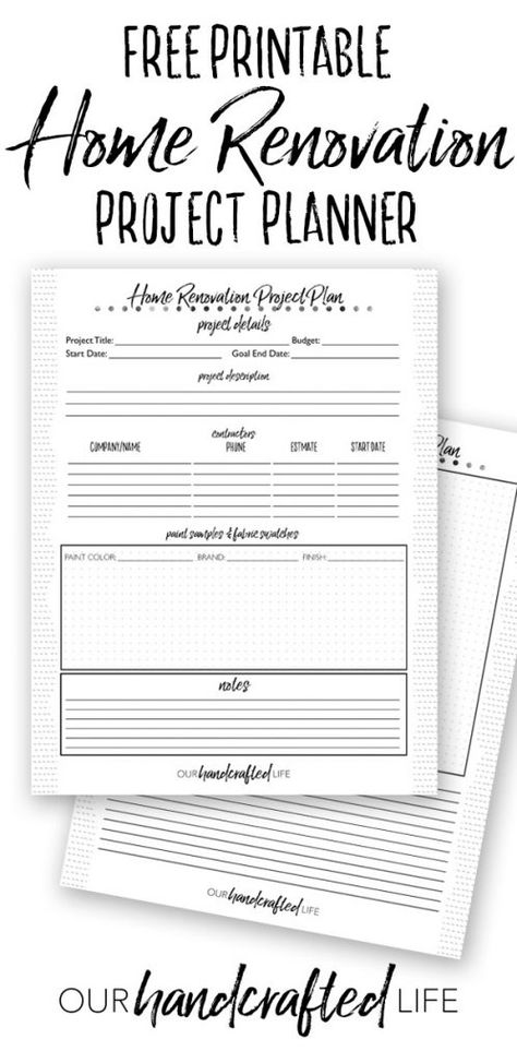 Who's planning some home renovations as part of their Spring cleaning this year? Here's a planner to help keep everything organized! Getting organized is half the battle when it comes to home renovations! Use this Free Printable Home Renovation Planner to put all your design ideas, plans, budgets, and measurements in the same place. I also have a printable DIY project planner to download and print. Home Renovation Planner - Free Printable DIY Home Reno Project Planner >> Home Reno Project Planner, Home Renovation Budget Template, Home Renovation Planner Free Printable, Kitchen Remodel Checklist Free Printable, House Renovation Planner, House Project Planner, Home Renovation Checklist Free Printable, Home Renovation Binder, Renovation Planner Free Printable