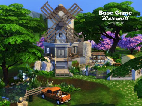 VirtualFairytales' Base Game ~ Watermill Sims 4 Lots, Sims 4 Base Game, Water Wheel, Sims Community, Sims 4 Game, Spring Is Coming, Electronic Art, Anime Scenery Wallpaper, Free Sites