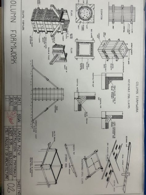 Hand drafted sheet Formwork Construction, Zaha Hadid Projects, Architecture Design Poster, Architecture Model Trees, Building Components, Architecture Foundation, Architecture Drawing Plan, Interior Architecture Drawing, Brick Masonry