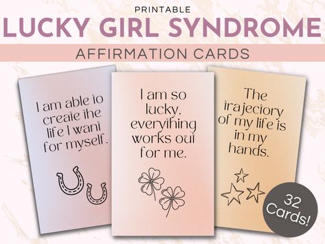 120+ Journal Prompts for Manifesting Exactly What You Want - Ambitiously Alexa Lucky Girl Syndrome Affirmation, Manifestation Cards, Affirmation Cards Printable, Lucky Girl Syndrome, Vision Board Ideas, I Am So Lucky, Vision Board Examples, Affirmations For Women, Positive Inspiration