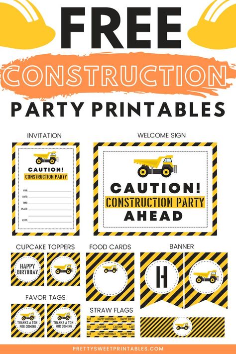 Construction Birthday Food, Construction Party Printables, Construction Party Food, Construction Birthday Party Food, Construction Party Invitations, Digger Party, Digger Birthday, 4de Verjaardag, Construction Invitations