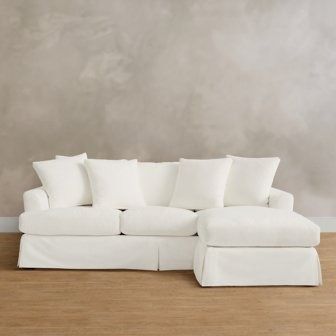 Ava Chaise Slipcovered Sofa Chaise Lounge Living Room, White Chaise, Neutral Couch, Shabby Bedroom, British Colonial Decor, White Couches, Living Room Sofa Set, Plush Sofa, Colonial Decor