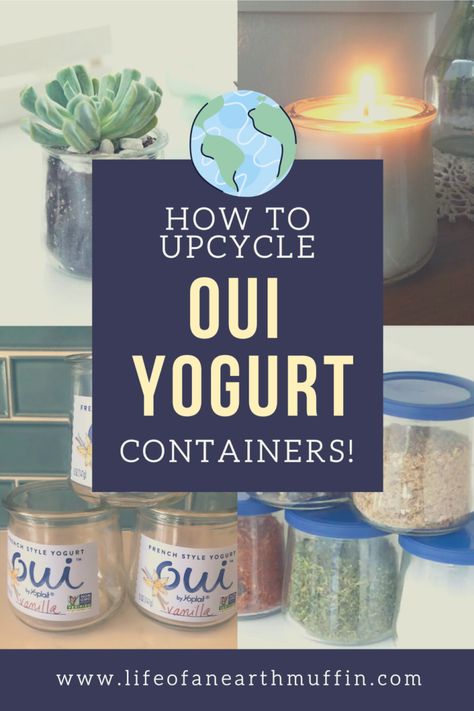 Oui Yogurt Jars Ideas Cricut, Things To Do With Oui Yogurt Jars, Ideas For Oui Yogurt Jars, La Fermiere Yogurt Pots Repurpose, Oui Jars Repurpose, Oui Jar Crafts, Oui Yogurt Jars Ideas Diy, Yogurt Jar Crafts, Oui Yogurt Jars Ideas