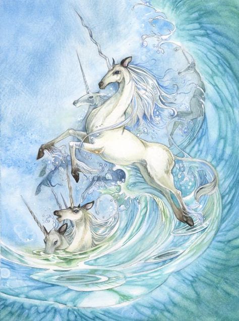 Born of Sea Foam by Stephanie Pui-Mun Law Last Unicorn, Fantasy Horses, Unicorns And Mermaids, The Last Unicorn, White Unicorn, Unicorn Art, Mystical Creatures, Magical Creatures, Horse Art