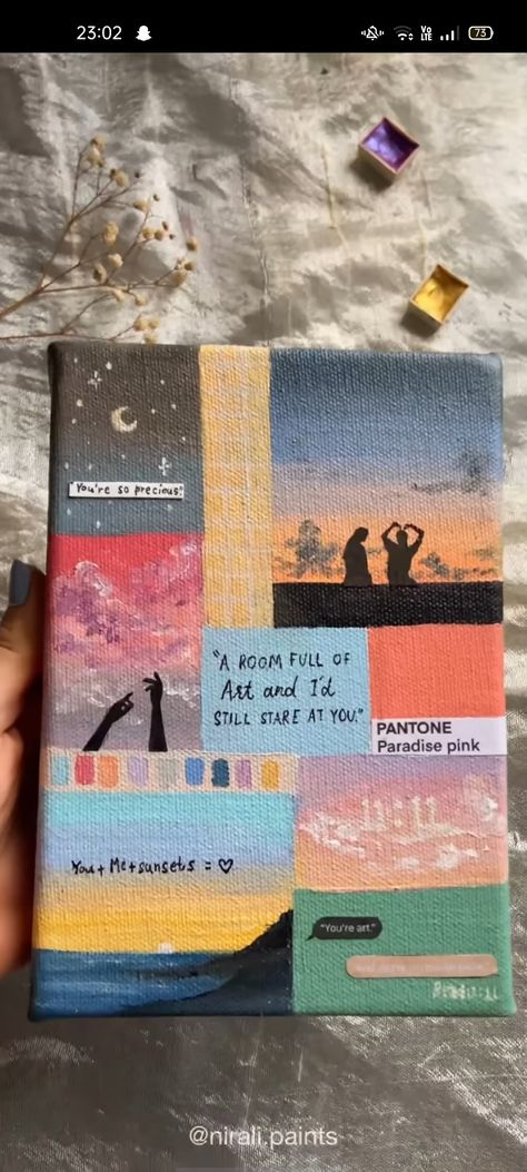 Friend Painting Ideas Canvases, Painting Gift Ideas Canvases, Book Inspired Art, Moodboard Painting, Friend Painting Ideas, Friend Painting, Sky Art Painting, Canvas Art Quotes, Minimal Painting