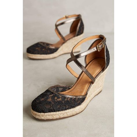 Jasper & Jeera Alessa Espadrille Wedges ($128) ❤ liked on Polyvore featuring shoes, sandals, white, white wedge shoes, leather sandals, wedge heel sandals, leather espadrilles and white leather sandals Unique High Heels, Lace Espadrilles, Fancy Shoes, Kitten Heel Pumps, Black Wedges, Pretty Shoes, Espadrille Shoes, Wedge Espadrille, Espadrilles Wedges