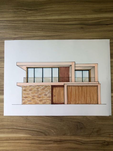 Modern House Sketch Architecture, Architecture Drawing Simple, Easy Architecture Drawing, Modern House Drawing Sketches, Modern House Design Drawing, Simple House Sketch, Modern Architecture Drawing, Simple Architecture Drawing, Modern House Drawing