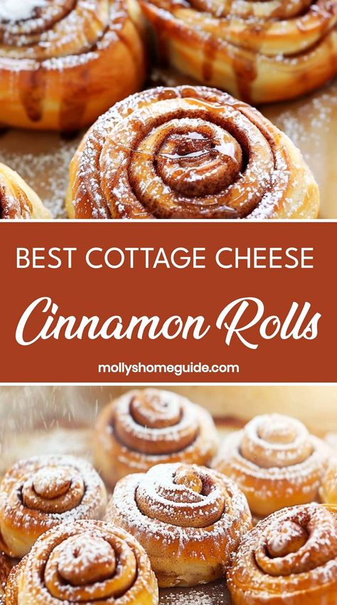 Experience the heavenly fusion of fluffy cottage cheese cinnamon rolls that are utterly irresistible. These indulgent delights perfectly balance sweetness and warmth, making them an ideal addition to your breakfast or brunch menu. With a touch of cinnamon and a luscious gooey center, each bite will melt in your mouth. Whether you savor them fresh from the oven or enjoy them later, these cottage cheese cinnamon rolls are destined to become a family favorite. Cottage Cheese Cinnamon Roll Bread, Cottage Cheese Cinnamon Rolls, Cottage Cheese With Cinnamon, Cottage Cheese Everything Bagel, Savory Cinnamon Rolls, Cinnamon Toast With Cottage Cheese, Carolina Gelen Cottage Cheese Bread, Cheese Cinnamon Rolls, Cheese Twists