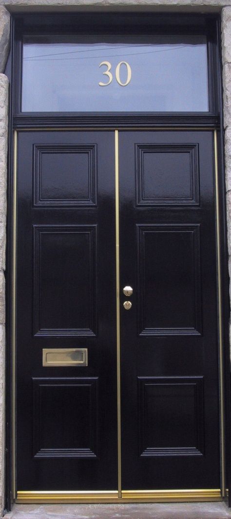 Double Storm Doors Black And Gold Door, Double Storm Doors, Door House, Storm Doors, Black Front Doors, Gold Door, Garage Door Design, Double Front Doors, Door Inspiration