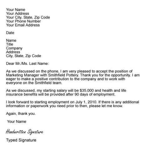 When you accept a job offer, it's a good idea to write a formal job acceptance letter to confirm the details of employment and to formally accept the position. Here's an example. Format Of Formal Letter, Official Letter Format, Job Acceptance, Interview Hacks, Formal Business Letter Format, Friendship Essay, Business Letter Example, Business Letter Sample, Cover Letter For Internship