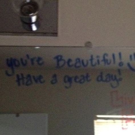 Love when my roomie leaves me messages on my bathroom mirror (with an expo marker) Expo Marker, My Bathroom, Markers, Bathroom Mirror, Mirror