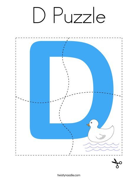 D Puzzle Coloring Page - Twisty Noodle Letter D Activities For Preschool, Alphabet School, Abc Puzzle, Alphabet Crafts Preschool, Preschool Fine Motor Activities, Disney Letters, Alphabet Puzzle, Twisty Noodle, The Letter D