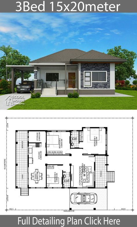 3 Bedroom Home Floor Plans, 3 Bedroom House Plans, Philippines House, Philippines House Design, Modern Bungalow House Design, Bedroom Plan, Three Bedroom House Plan, Bungalow Style House, Bungalow Floor Plans