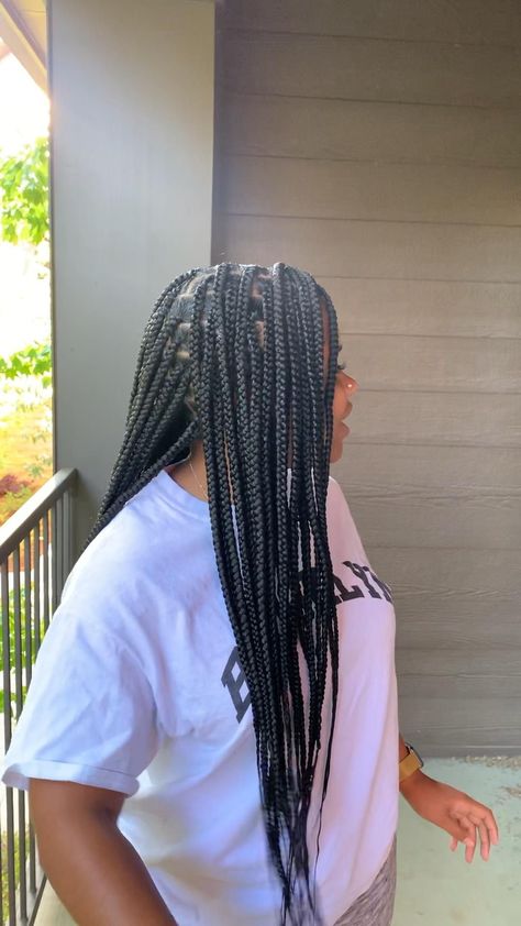 IG:@perfecltyknotted_  TIKTOK:@braidsbyty #knotlessbraids #atlbraider #knotless #protectivestyles #summerstyles #blackgirlhairstyles #knotlessboxbraids #labraider #longbraids #braidstyles Traditional Box Braids Medium, Full Knotless Box Braids, Smeduiem Knotless, Waist Length Knotless Braids, Knotless Box Braids Medium, Medium Knotless Box Braids, Protective Style Braids, Knotless Box Braids, Long Box Braids