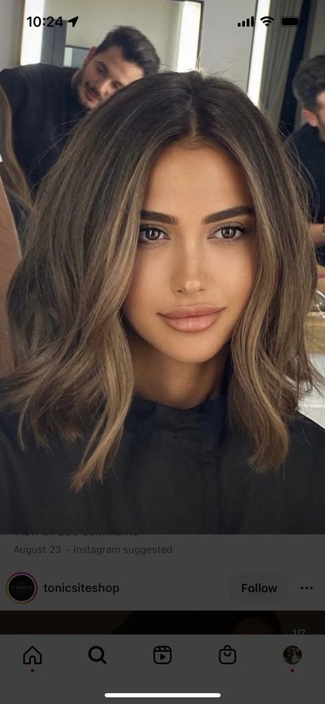 Balayage Hair With Highlights, Brunette Mid Length Hair, Brunette Shoulder Length Hair, Brown Mid Length Hair, Shoulder Length Hair Balayage, Brown Shoulder Length Hair, Ash Brown Hair Balayage, Dark Brown Hair Balayage, Brown Hair Inspiration