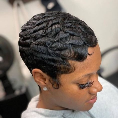 Finger Waves Short Hair, Short Relaxed Hairstyles, Black Women Short Hairstyles, Black Hair Short Cuts, Short Hair Images, Natural Hair Short Cuts, Short Hair Black, Short Hair Pixie Cuts, Short Sassy Hair