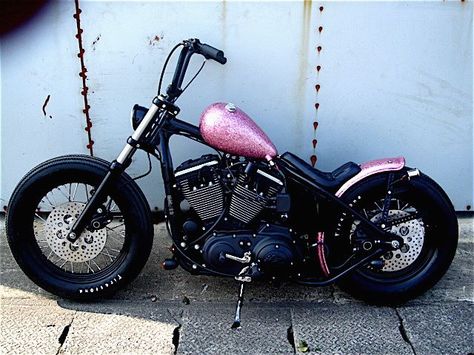 Crazy Orange MC Pink Chopper Motorcycles, Hardtail Sportster, Sportster Custom, Pink Motorcycle, Motorcycle Custom, Custom Sportster, Biker Babe, Pink Bike, Custom Bobber