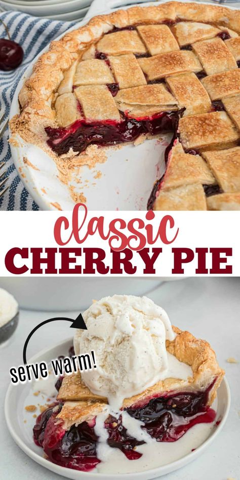 Fresh Cherry Pie Recipe, Best Cherry Pie Recipe, Cherry Pie Recipe Easy, Fresh Cherry Pie, Homemade Cherry Pie, Sweet Cherry Pie, Homemade Cherry Pies, Pie Crust Designs, Cherry Pie Recipe