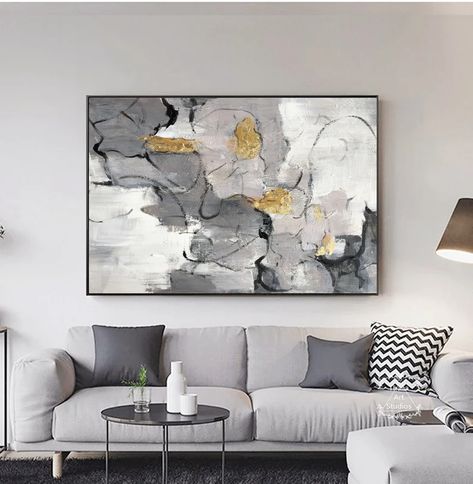 Grey Abstract Painting, White Abstract Wall Art, Gold Abstract Painting, Wall Art Gold, Abstract Painting Modern, Golden Painting, Grey Painting, Mural Wall, Art Gold