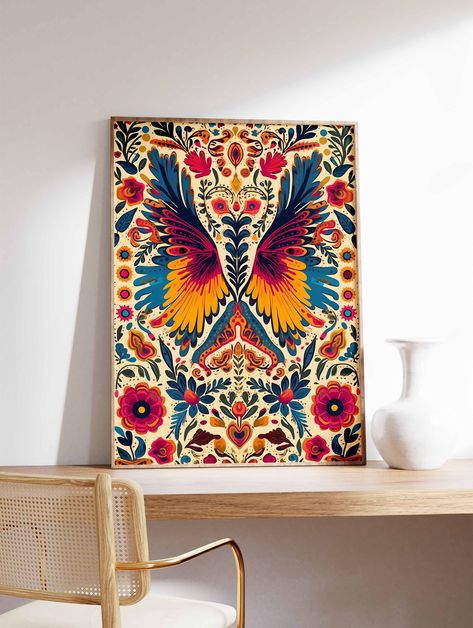 Mexican Wings, Traditional Mexican Decor, Latin Decor, Mexican Paintings, Mexican Wall Art, Mexican Culture Art, Mexican Traditions, Latin American Art, Tin Art