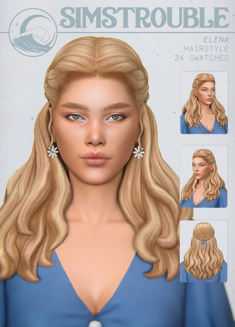 ELENA by simstrouble | simstrouble on Patreon Sims Trouble Cc, Sims 4 Wavy Hair Cc, Ts4 Hair, Cc Hair, Sims Packs, Pelo Sims, The Sims 4 Packs, Sims 4 Mm Cc, Sims 4 Cc Folder