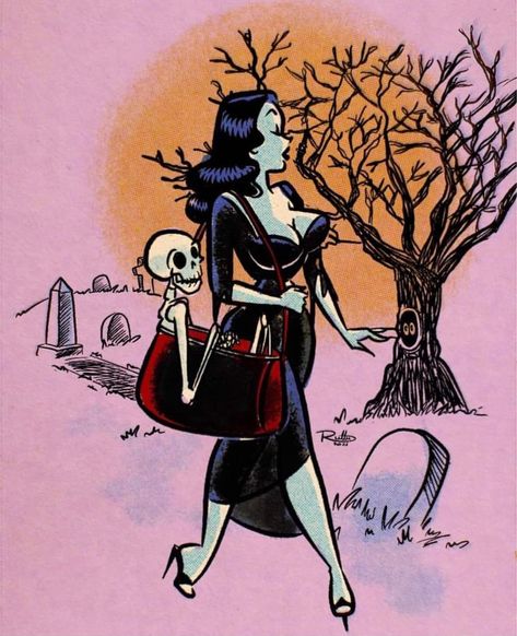 Halloween Pin Up, Arte Grunge, Pulp Art, Theme Halloween, Vintage Horror, Pin Up Art, Vintage Pinup, Vintage Cartoon, Samhain