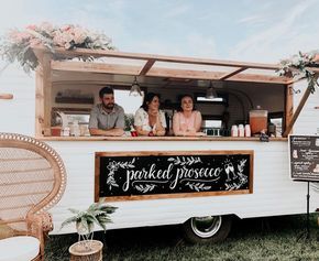 Photos: Vintage tag-a-long camper turns into chic mobile bar in Upstate NY | syracuse.com Mobile Prosecco Bar, Wedding Prosecco Bar, Mobile Wine Bar Trailer, Wedding Bar Trailer, Wine Truck Mobile, Mobile Beverage Trailer, Mobile Champagne Bar, Booze Trailer, Wine Trailer