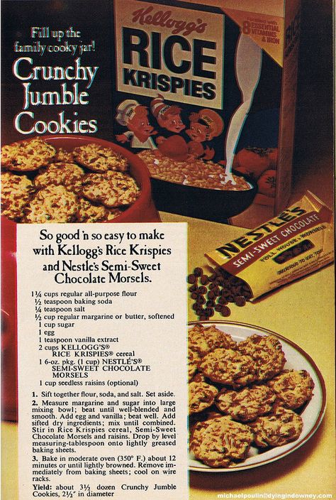 They sound o.k.. Anyone try these before? Scan by michaelpoulin@dyingindowney.com Jumble Cookies Recipe, Jumble Cookies, 1950s Recipes, Antique Recipes, Nestle Recipes, Rice Krispy, Vintage Baking, Handwritten Recipes, Vintage Cooking