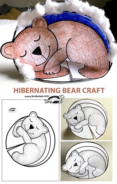 krokotak | bear Hibernating Animals Preschool, Hibernation Preschool Crafts, Hibernating Bear Craft, Bear Crafts Preschool, Hibernation Preschool Activities, Hibernation Crafts, Hibernating Bear, Hibernation Preschool, Hibernation Activities