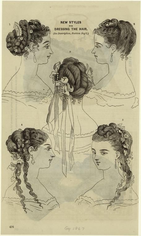 New Styles For Dressing The Hair. - NYPL Digital Collections 1870s Hair, 1890s Hair, 1800s Hairstyles, 1700s Hair, Victorian Male, Western Hairstyles, 1860s Fashion, Historical Hairstyles, Reunion Decorations