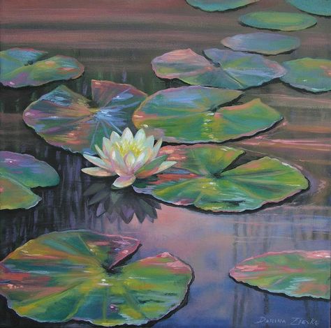 Painting Inspiration Acrylic, Pond With Lily Pads, Painting Water Lilies, Water Lily Painting, Water Lilies Art, Lilies Drawing, Water Lilies Painting, Acrylic Painting Inspiration, Pond Painting