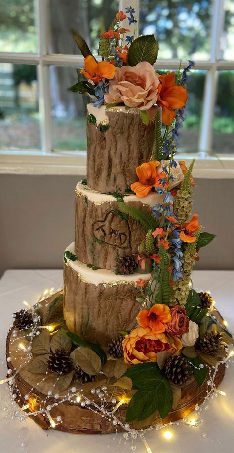 Woodland-inspired Wedding Cake Ideas : Three Tier Elegant Woodland Inspired Cake Woodland Wedding Cake Forest Theme, Woodsy Wedding Cake, Forest Theme Wedding Cake, Woodsy Cake, Woodland Cupcakes, Wedding Cales, Blush Cake, Wedding Cake Forest, Woodland Wedding Cake