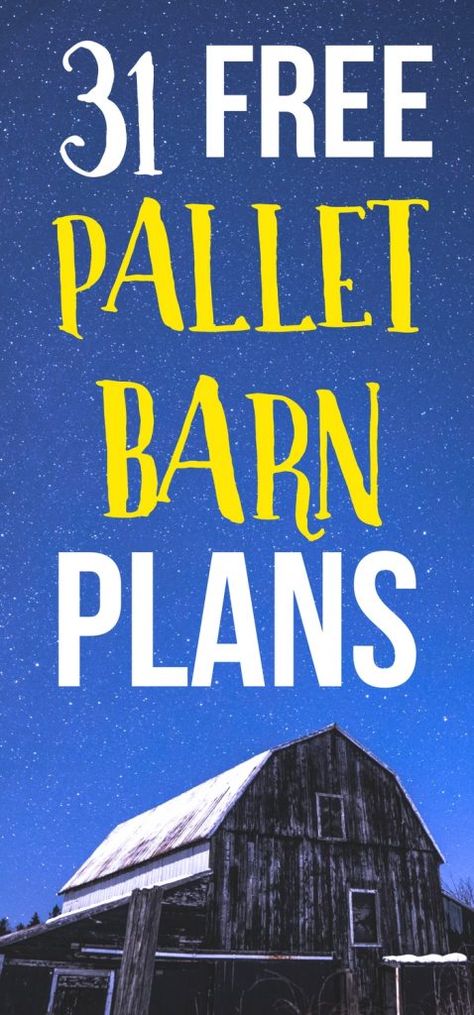 Want free pallet barn plans? Here's 31 free pallet plans for your pallet projects! Barn Door Diy, Diy Shed Kits, Pallet Barn, Pallet Furniture Plans, Goat House, Pallet Shed, Free Pallets, Pallet House, Door Diy