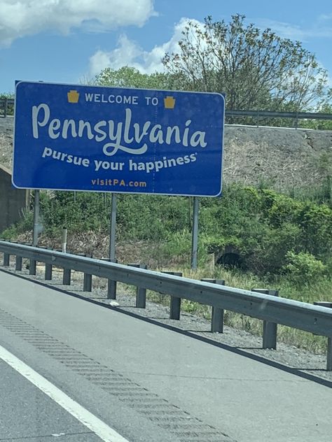 Pennsylvania welcome sign Pennsylvania Aesthetic, Welcome To Pennsylvania Sign, Susie Salmon, Media Pennsylvania, Rural Pennsylvania Aesthetic, Pennsylvania Wall Art, Erie Pennsylvania, Maps Aesthetic, Tire Pictures